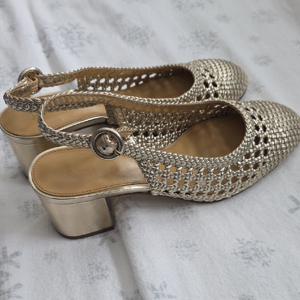 J.Crew Gold Woven Heel Size 7